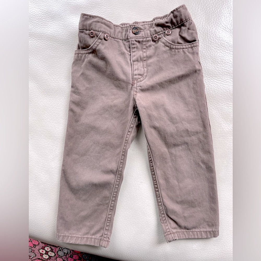 4/$20💥Carter's Chinos Unisex Woven Pants, Soft Cotton, Cute Button Detail, Tan